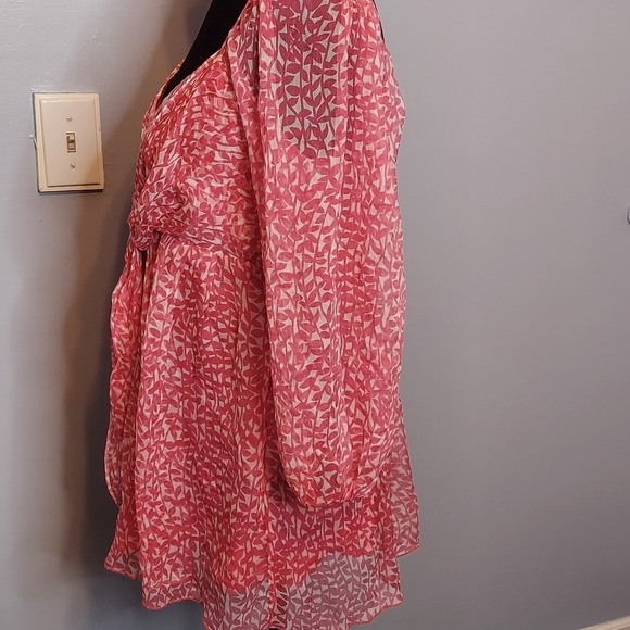 Karen Kane Pink And White Blouse Size Medium - Picture 4 of 8